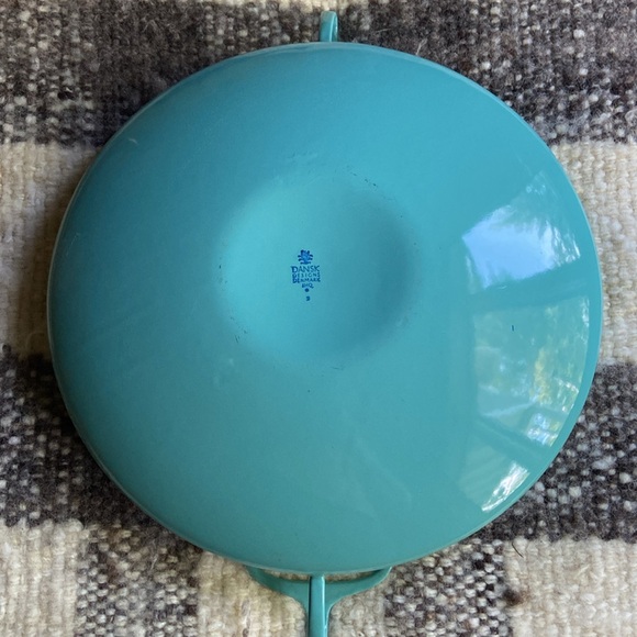 Dansk Turquoise Blue Enamel Paella Pan 13.25” Vintage MCM Kobenstyle Denmark - Picture 2 of 6